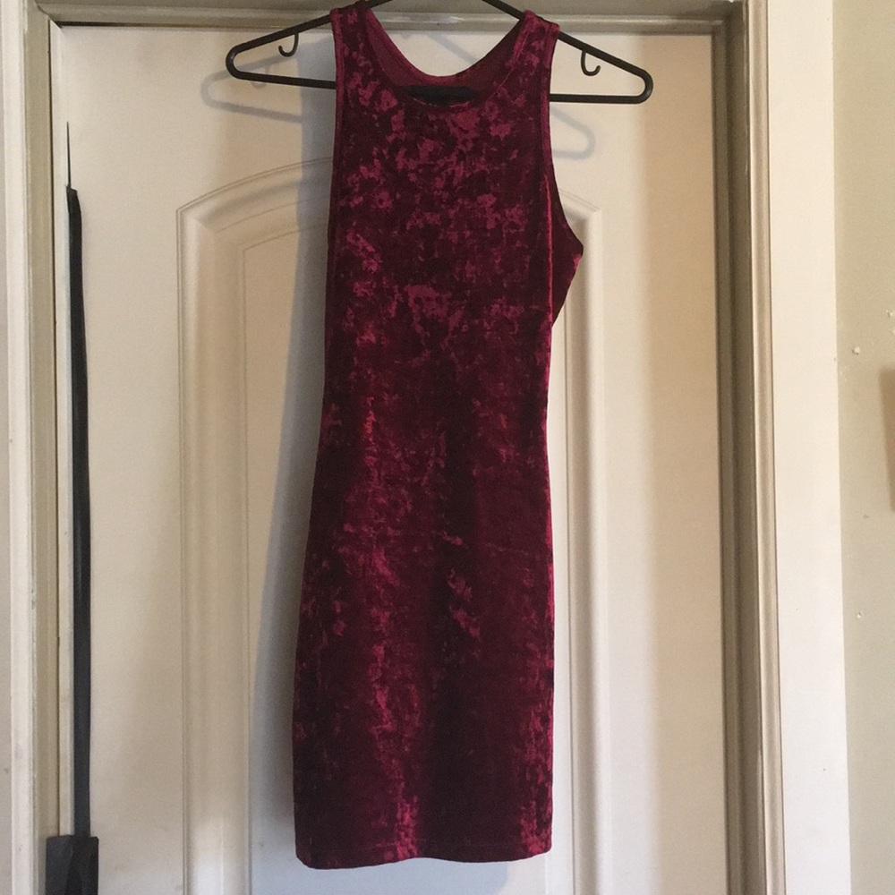 Crushed Velvet Red Dress
